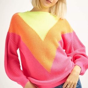 O&O Neon Crewneck Colorblock Sweater